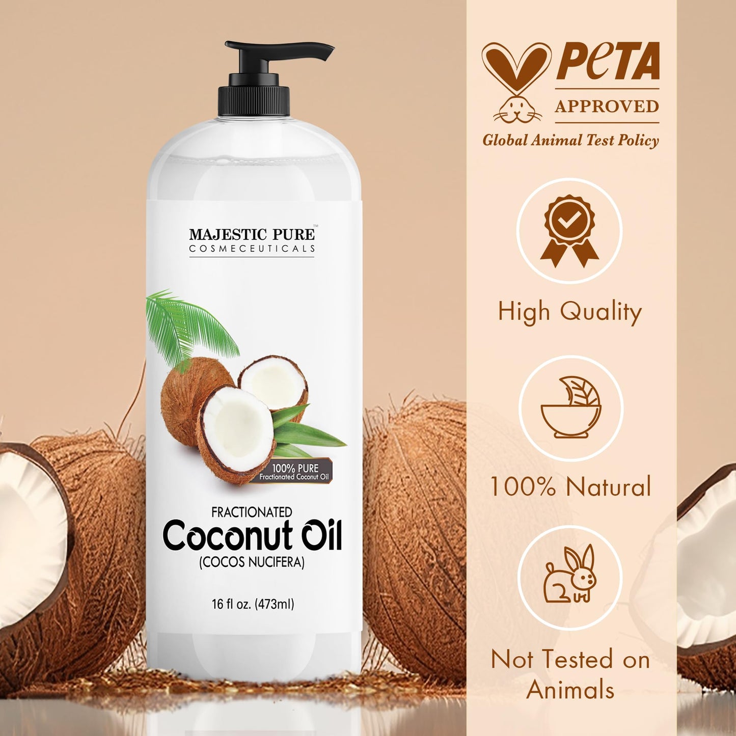 Majestic Pure Fractionated Coconut Oil – 16 oz Carrier Oil