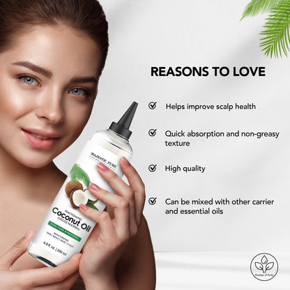 Majestic Pure Fractionated Coconut Oil – 6.8 fl oz Carrier Oil for Diluting Essential Oils & Massage
