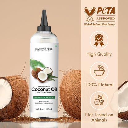 Majestic Pure Fractionated Coconut Oil – 6.8 fl oz Carrier Oil for Diluting Essential Oils & Massage
