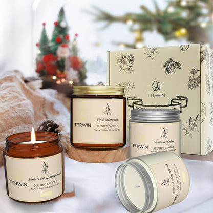 4 Pack Scented Candles for Home | Natural Soy Wax Aromatherapy Gift Set