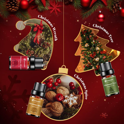Fragrance Oil Christmas Set – Jingle Bells, Christmas Tree, Gingerbread & Vanilla Bean Noel for DIY Candles & Soap