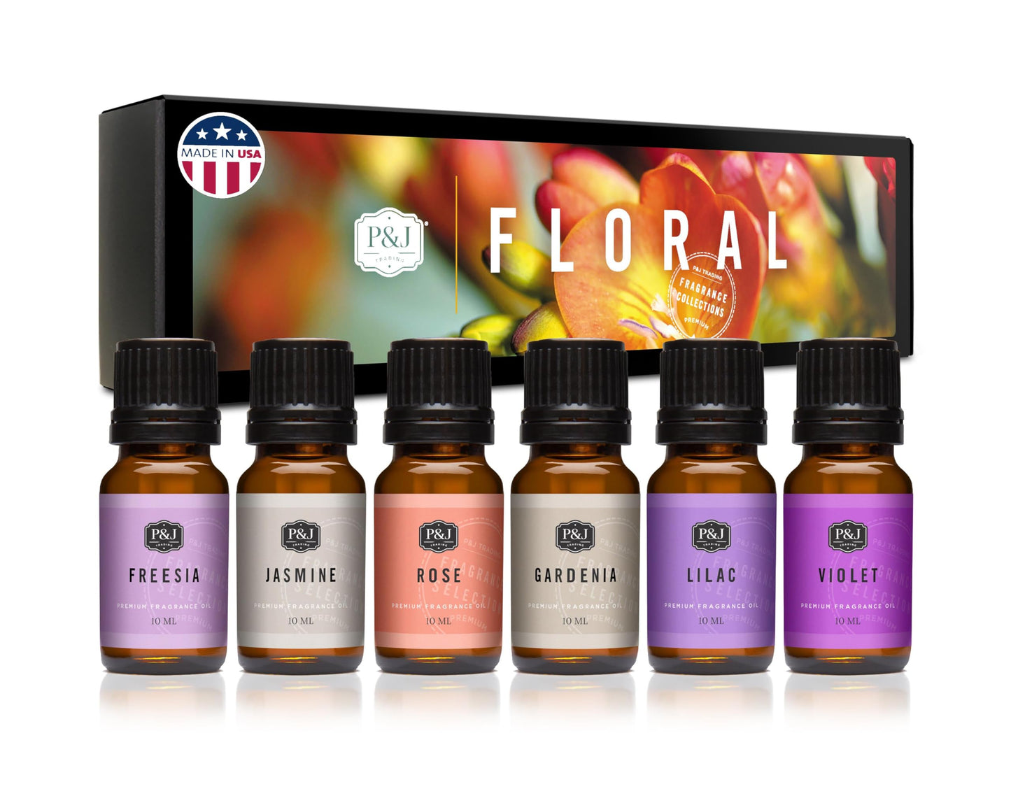 P&J Trading Floral Fragrance Oil Set – Violet, Jasmine, Rose, Lilac, Freesia & Gardenia