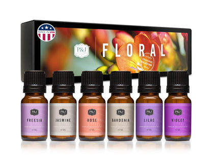 P&J Trading Floral Fragrance Oil Set – Violet, Jasmine, Rose, Lilac, Freesia & Gardenia