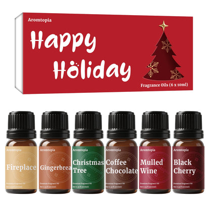 Fragrance Oil Holiday Set (6x10ml) – Aromtopia Diffuser, Candle & Soap Scents