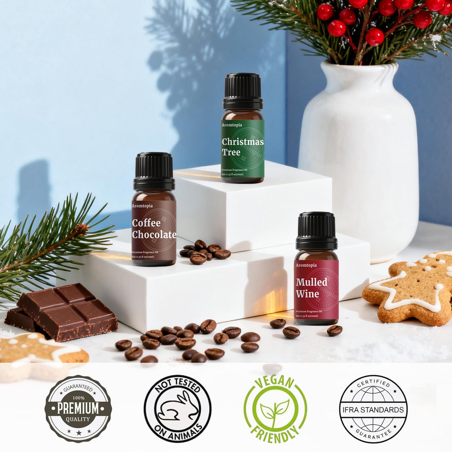 Fragrance Oil Holiday Set (6x10ml) – Aromtopia Diffuser, Candle & Soap Scents
