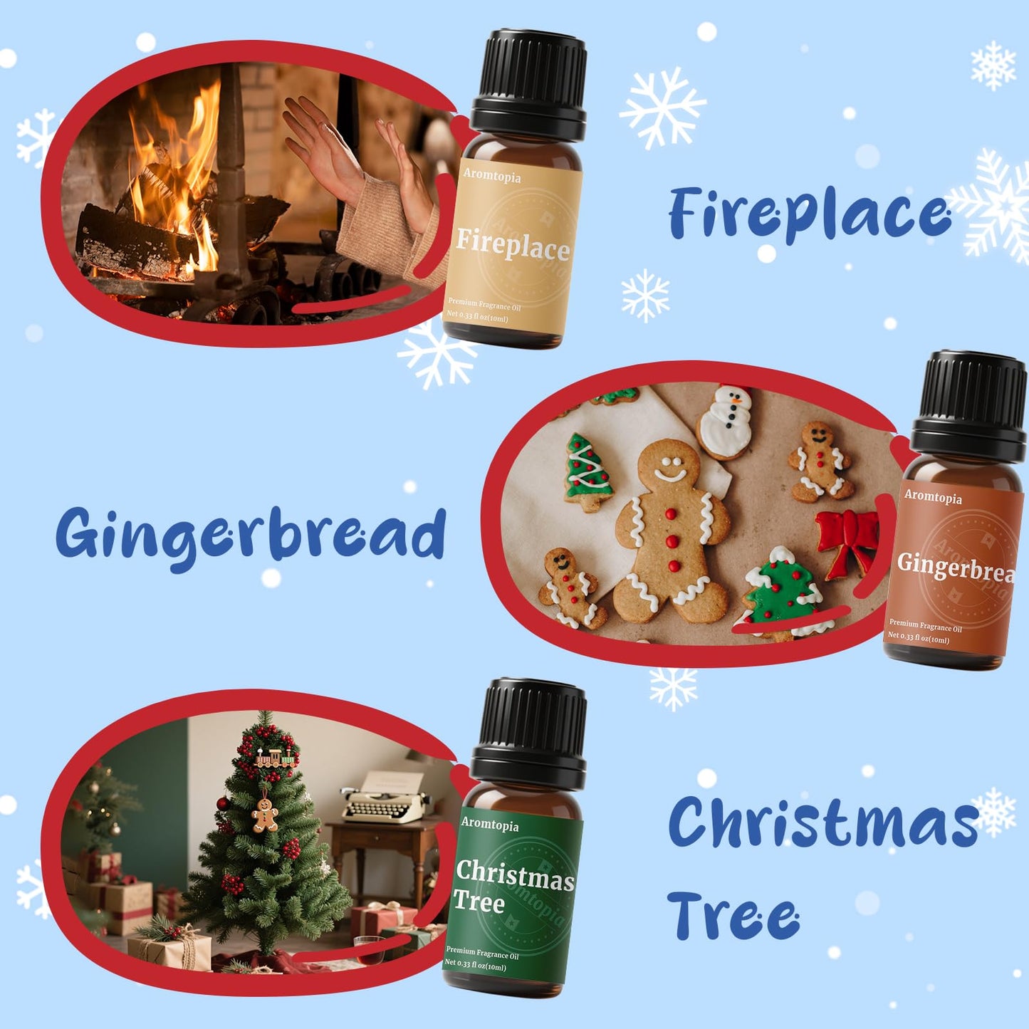 Fragrance Oil Holiday Set (6x10ml) – Aromtopia Diffuser, Candle & Soap Scents
