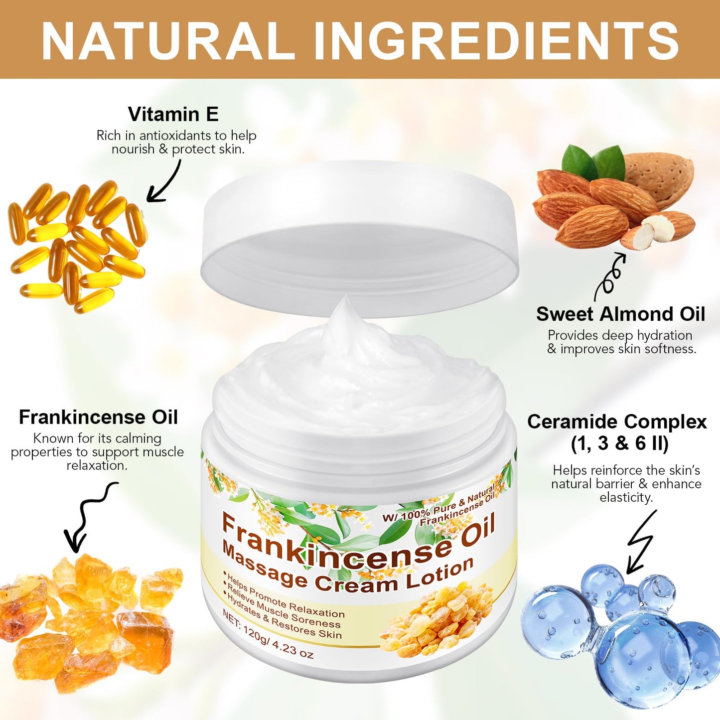 Frankincense Balm for Foot, Muscle & Joint Support | Deep Hydration, Anti-Aging & Anti-Oxidant | 4.23 oz (120 g)