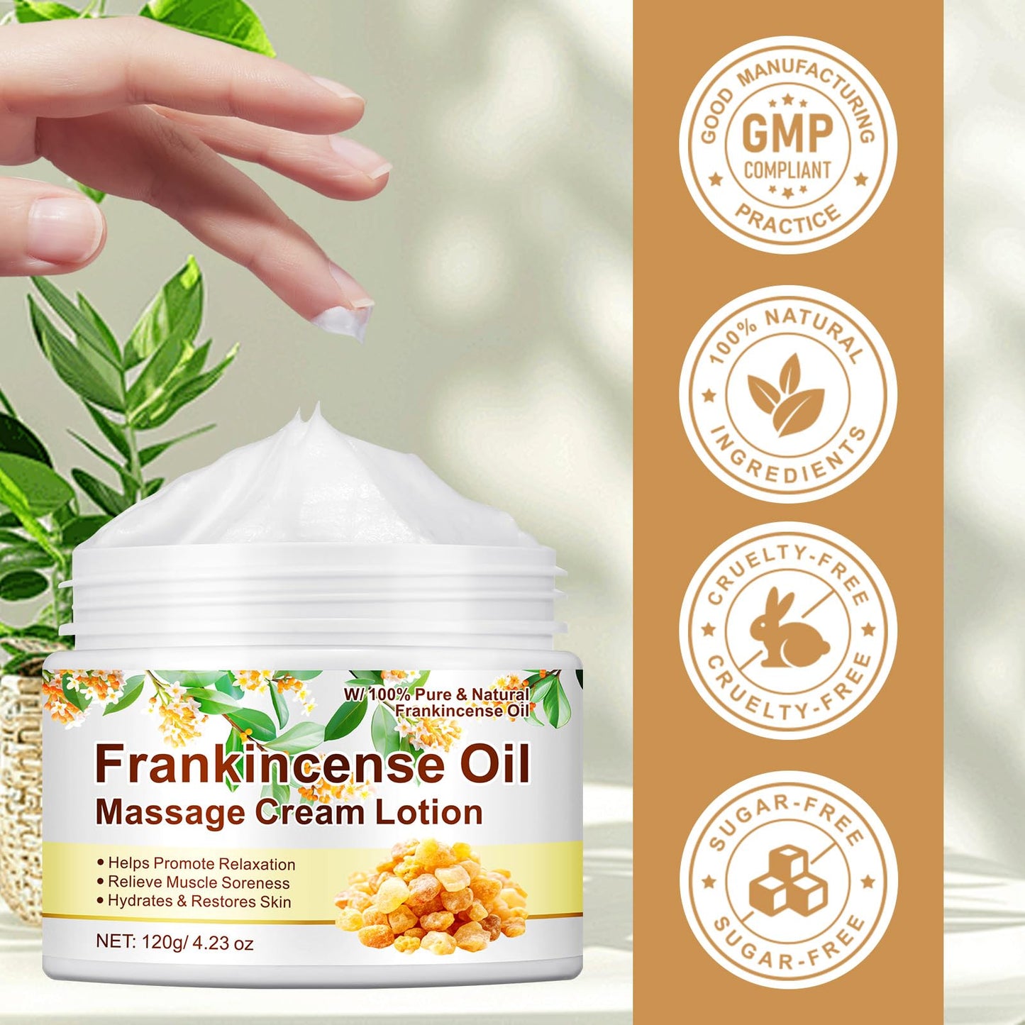 Frankincense Balm for Foot, Muscle & Joint Support | Deep Hydration, Anti-Aging & Anti-Oxidant | 4.23 oz (120 g)