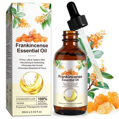Frankincense Essential Oil - 100% Pure & Natural, Premium Grade for Skin, Hair & Diffusers (60 ml / 2.02 fl oz)