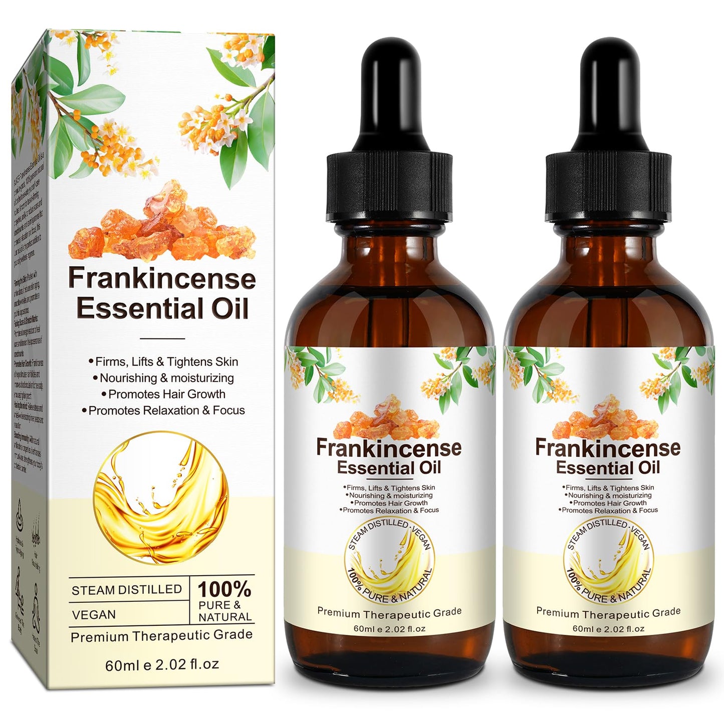 2 Pack Frankincense Essential Oil - 60 ml | Pure & Natural Premium Grade