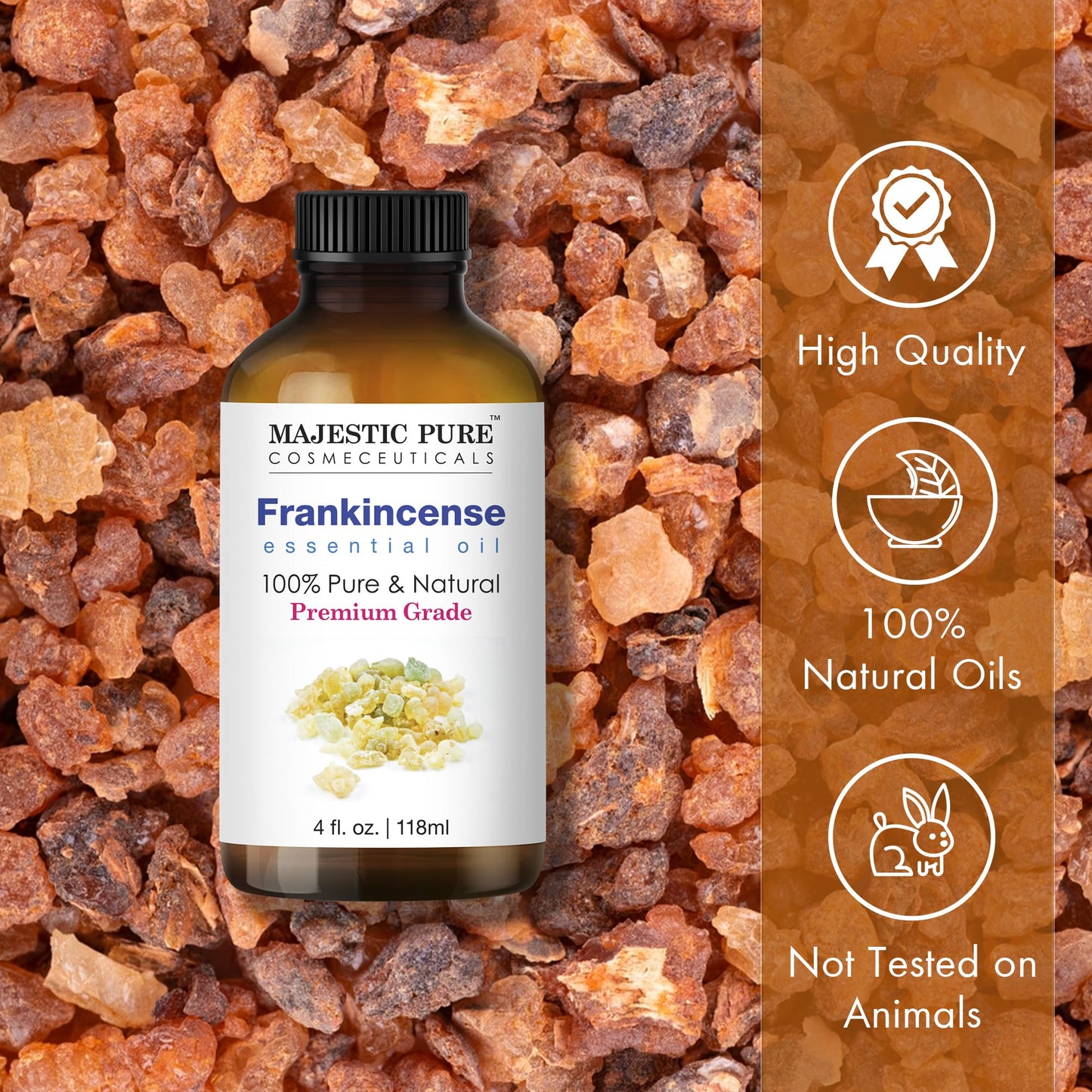 Frankincense Essential Oil 4 oz - Majestic Pure | 100% Pure & Natural with Glass Dropper