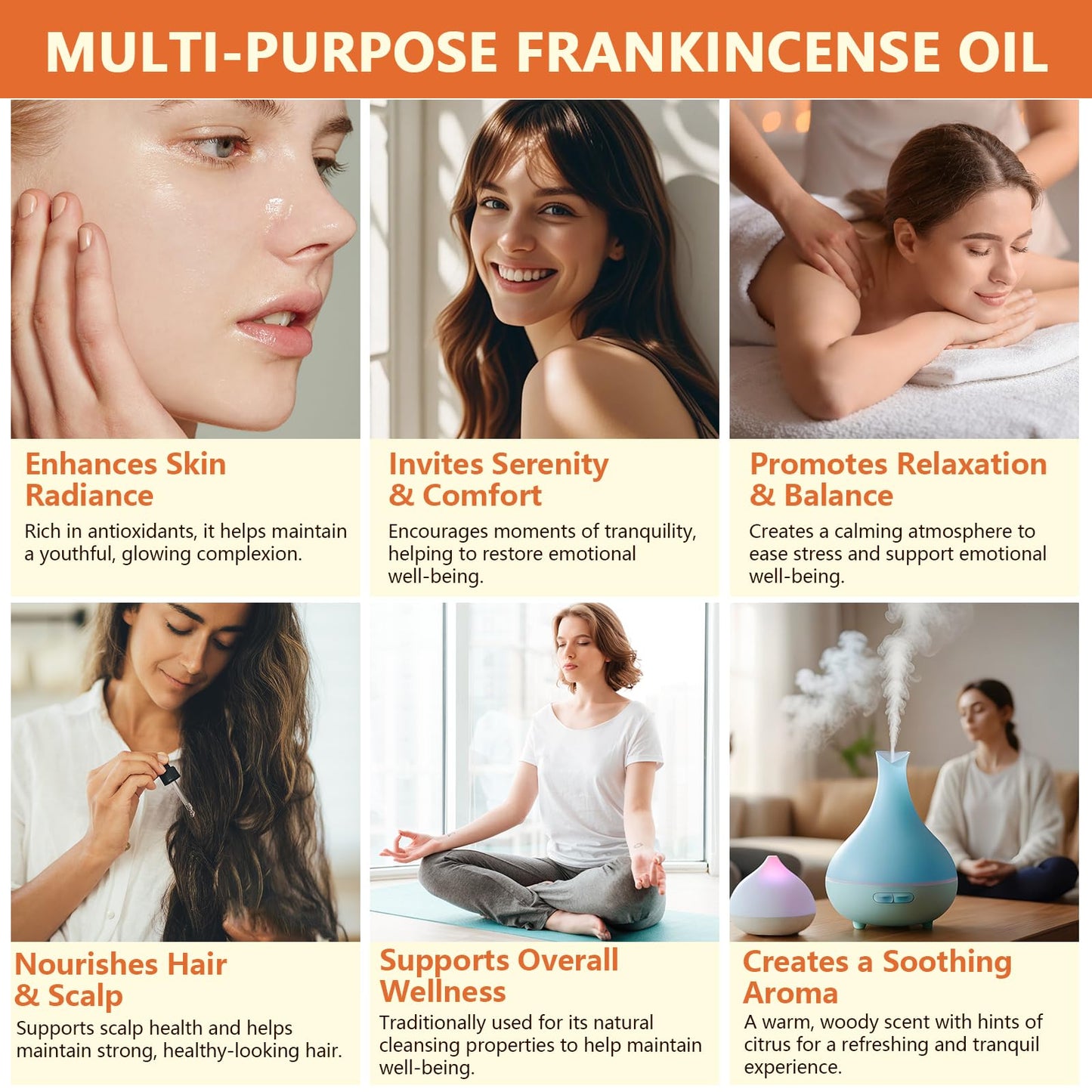 Frankincense Essential Oil - 100% Pure & Natural, Premium Grade for Skin, Hair & Diffusers (60 ml / 2.02 fl oz)