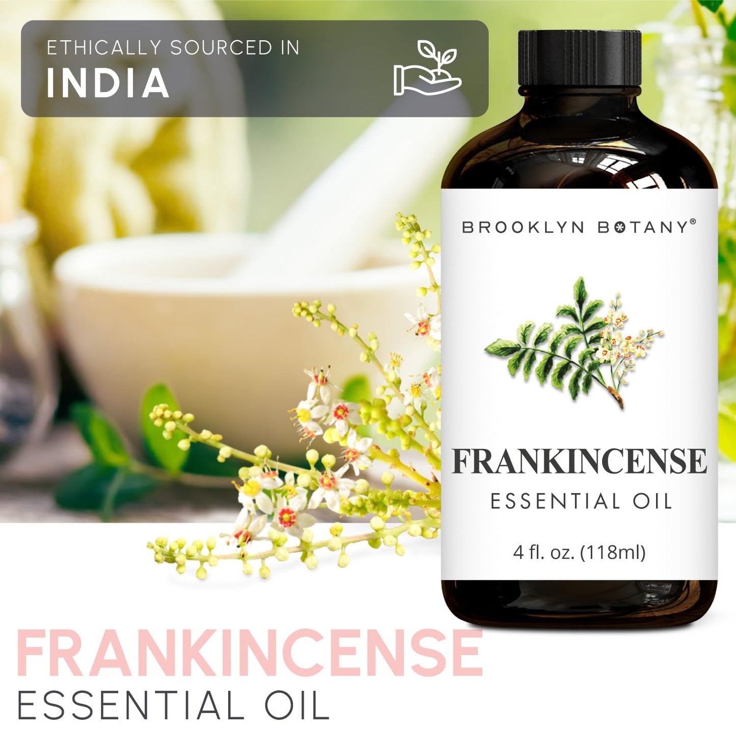 Brooklyn Botany Frankincense Essential Oil – 4 oz, 100% Pure & Natural, Premium Grade