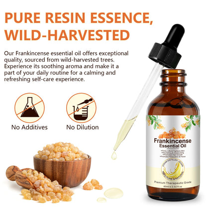 Frankincense Essential Oil - 100% Pure & Natural, Premium Grade for Skin, Hair & Diffusers (60 ml / 2.02 fl oz)