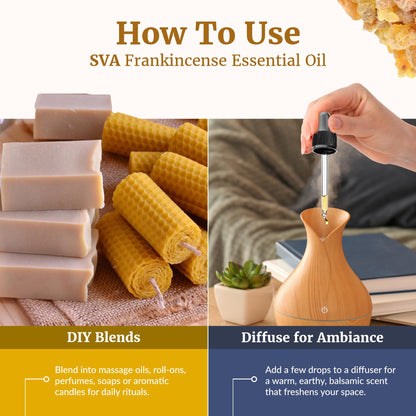SVA Organic Frankincense Essential Oil – 16 oz – Pure Boswellia Serrata – Diffuser, Skin, Hair & Aromatherapy