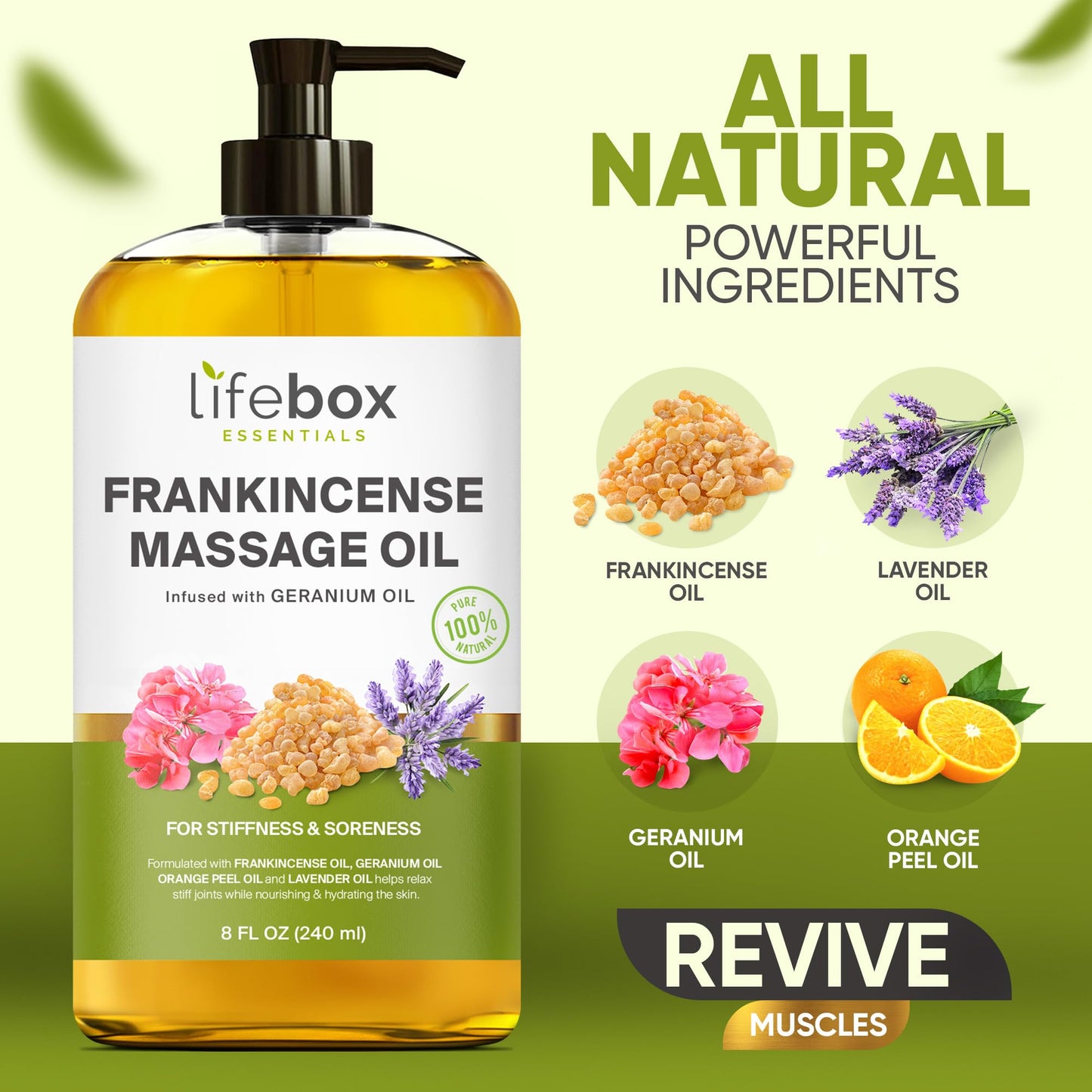Frankincense Massage Oil – 100% Pure & Natural – 8 oz