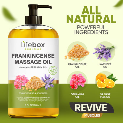 Frankincense Massage Oil – 100% Pure & Natural – 8 oz
