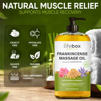Frankincense Massage Oil – 100% Pure & Natural – 8 oz