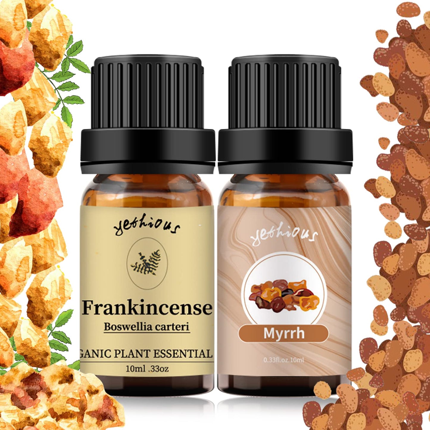 yethious Frankincense & Myrrh Essential Oil Set – 2x10ml for Diffuser, Aromatherapy, Candles & Soap