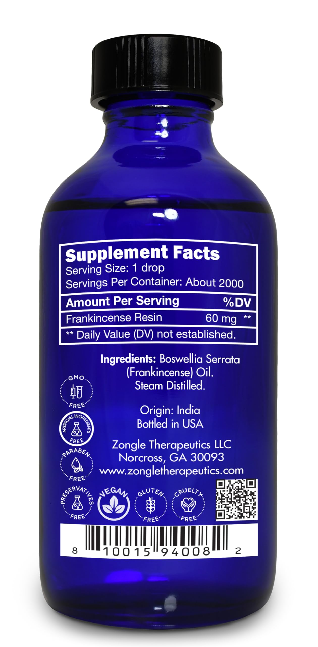 Frankincense Essential Oil – Food Grade & Edible for Face | Zongle Therapeutics 4 oz