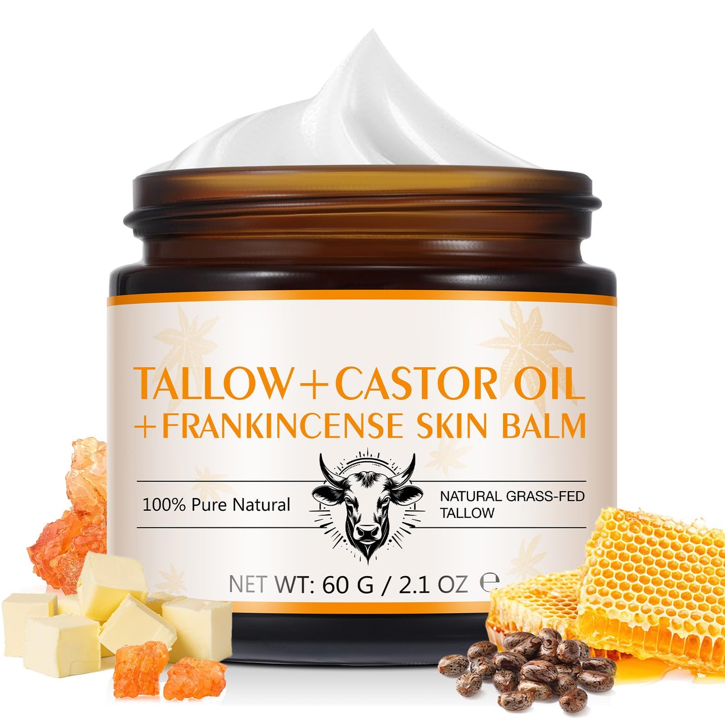 Frankincense Oil Massage Balm – 2.1 Oz / 60 g | Grass-Fed Beef Tallow & Castor Oil