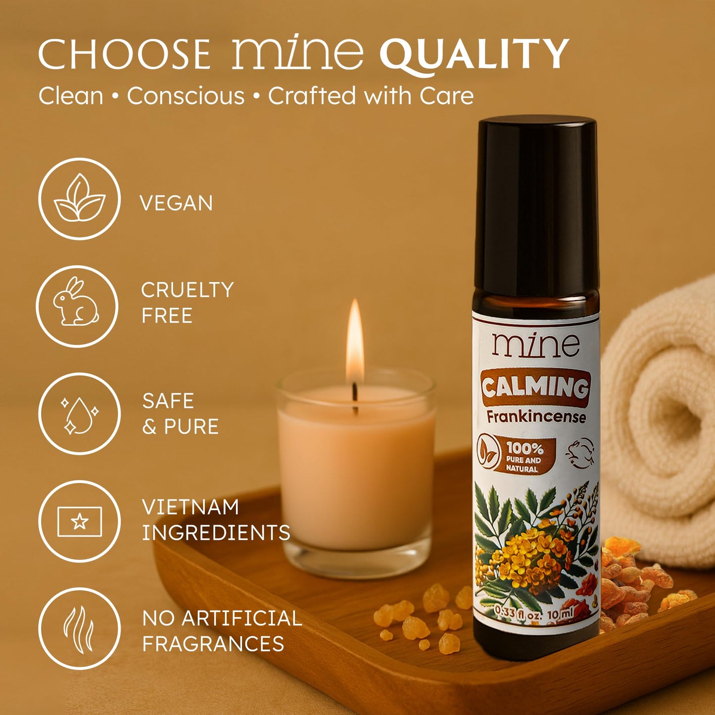 Mine Frankincense Essential Oil Roll On | Calming Frankincense Oil Rollerball for Skin