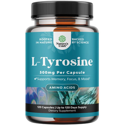 L-Tyrosine 500mg Capsules – High-Strength Nootropic for Mood, Focus & Mental Energy