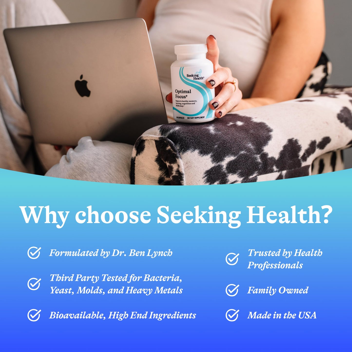 Seeking Health Optimal Focus - Stimulant-Free Nootropic with Choline & Algae DHA (90 Capsules)