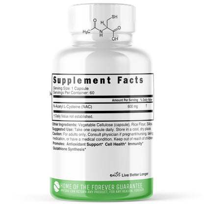 2 Pack NAC Supplement – N-Acetyl Cysteine 600mg | Nutri NAC 600mg – Antioxidant & Glutathione Support
