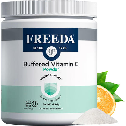 Freeda Buffered Vitamin C Powder – Gentle on Stomach | Kosher & Vegan (16 oz)