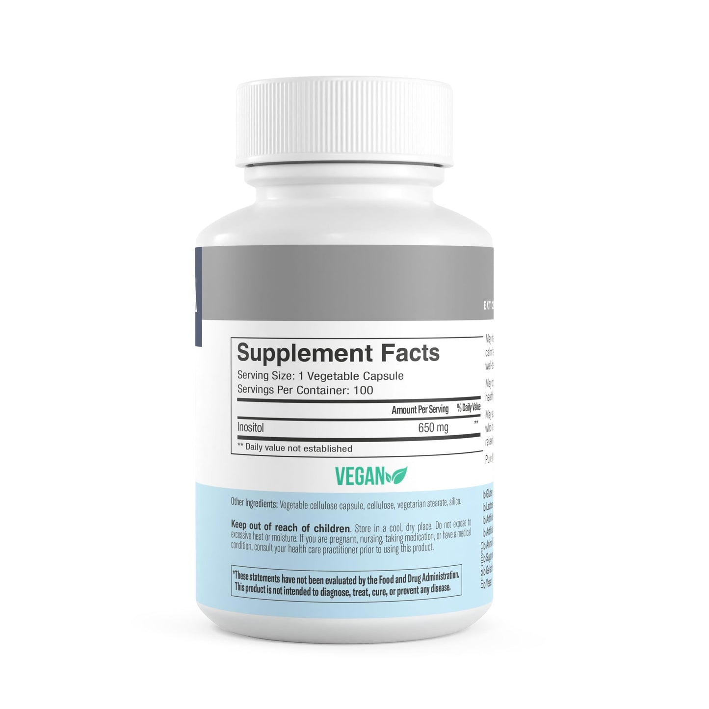 FREEDA Pure Inositol Capsules | Myo-Inositol for Hormonal Balance, Mood Support & Sleep | Kosher, Vegetarian, Made in USA - 100 Count