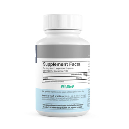 FREEDA Pure Inositol Capsules | Myo-Inositol for Hormonal Balance, Mood Support & Sleep | Kosher, Vegetarian, Made in USA - 100 Count