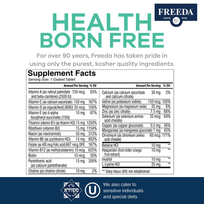 Freeda Senior Multivitamin 60+ – Kosher One Daily Tablet | 250 Count