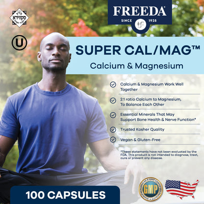 Freeda Super Cal/Mag – Kosher Vegan Calcium Magnesium for Bone Health