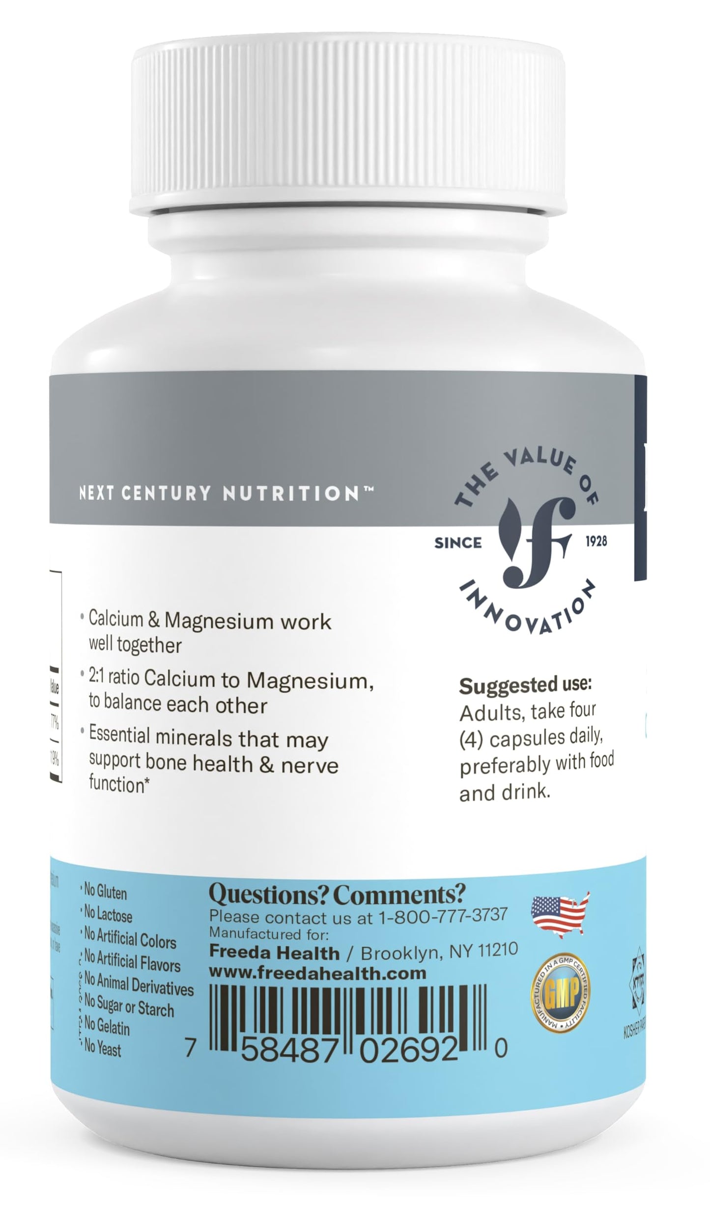Freeda Super Cal/Mag – Kosher Vegan Calcium Magnesium for Bone Health