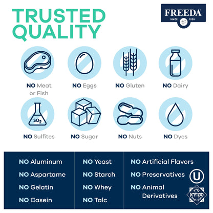 FREEDA Ultra Multivitamin Capsules – Iron-Free High-Potency Daily Supplement (120 Count) – Kosher Certified