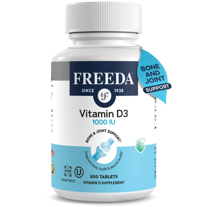 FREEDA Vitamin D3-1000 IU | Kosher High-Potency D3 Tablets (500 Count)