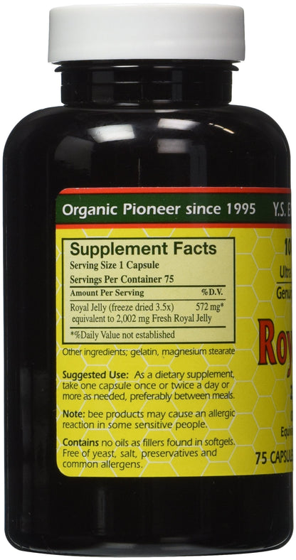 100% Pure Freeze Dried Fresh Royal Jelly 2000 mg – YS Eco Bee Farms 75 Caps