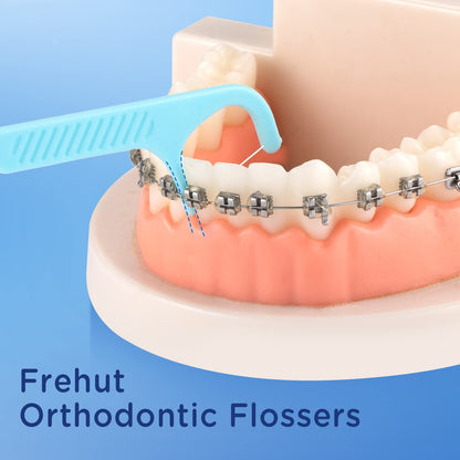 Frehut Orthodontic Flossers for Braces - 150 Count (2 x 75) with Travel Case