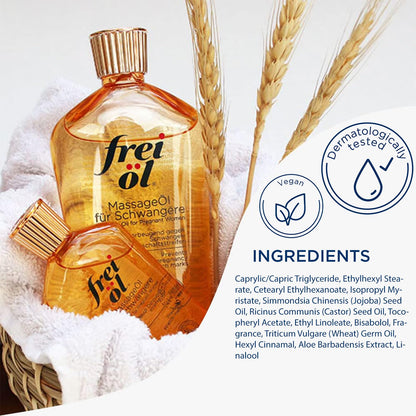 Massage Body Oil for Pregnant Women – Maternity Skincare Oil, Elasticity Increase by 35%, Prevents Stretch Marks, Safe for Mom & Baby – Vegan, 125 ml