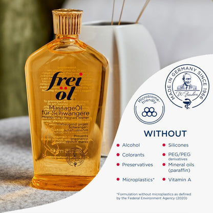Massage Body Oil for Pregnant Women – Maternity Skincare Oil, Elasticity Increase by 35%, Prevents Stretch Marks, Safe for Mom & Baby – Vegan, 125 ml