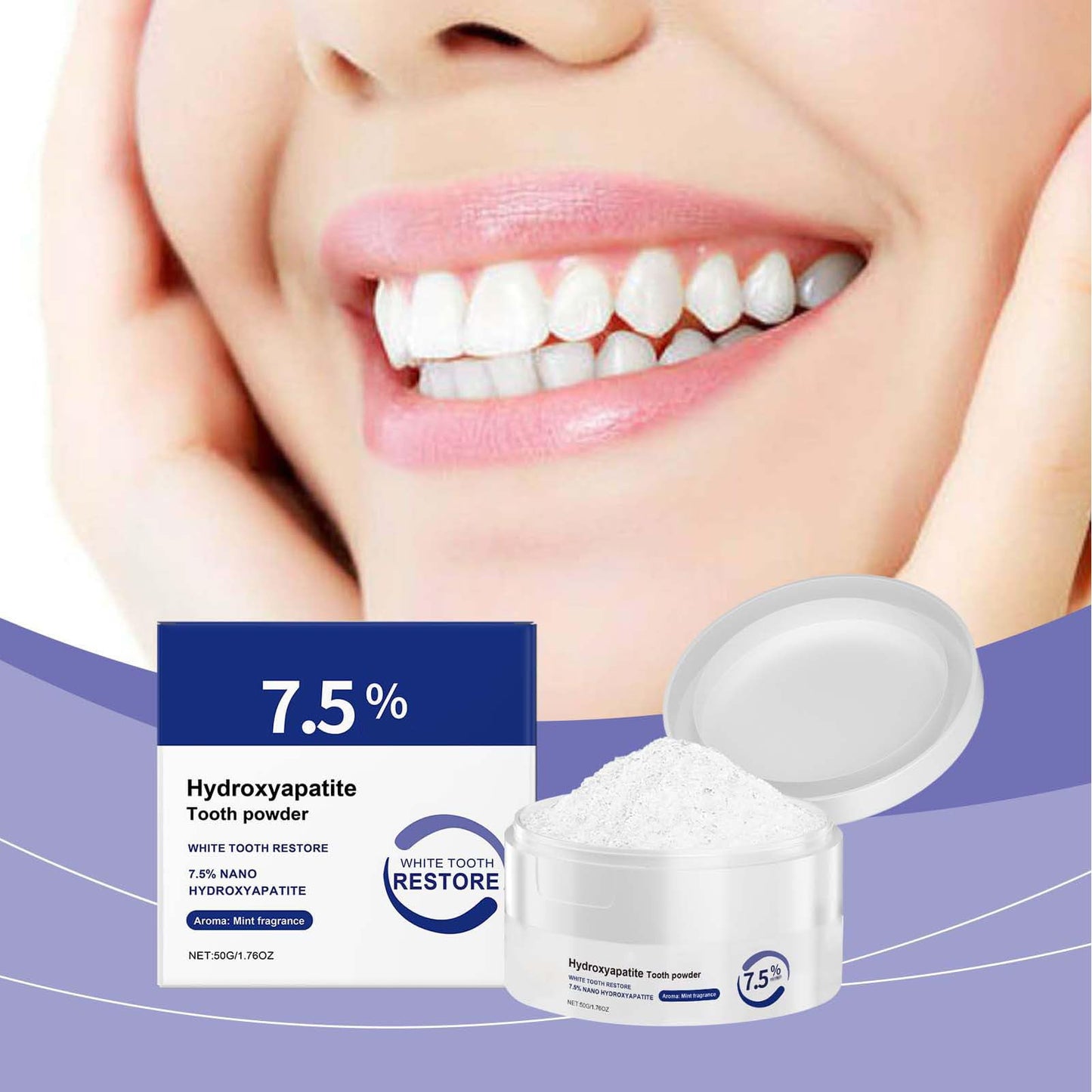 Microcrystalline Hydroxyapatite Powder | 50g Toothpaste for Stain Removal & Fresh Breath