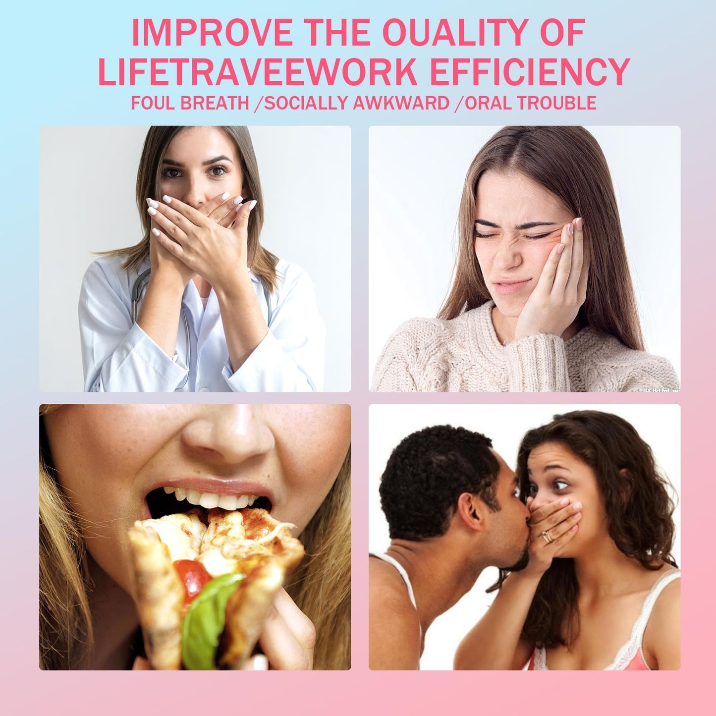 6PCS Fresh Breath Spray Set - Fruity Mouth Fresheners (Mint, Peach, Orange, Watermelon, Grape, Lychee)
