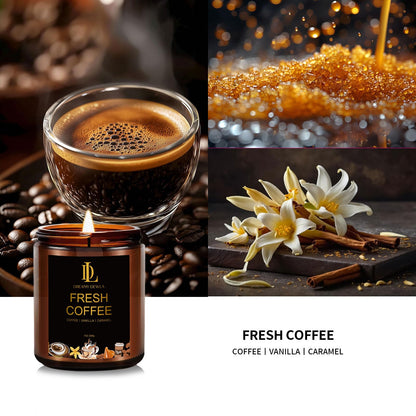 Fresh Coffee Candles | Coffee Scented Soy Candles, 50 Hour Burn Time, Natural Home Fragrance, Gifts for Men & Women