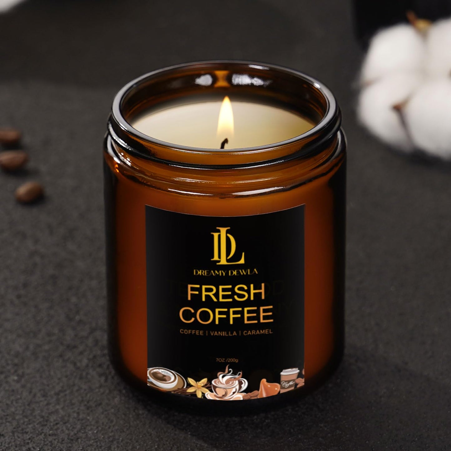 Fresh Coffee Candles | Coffee Scented Soy Candles, 50 Hour Burn Time, Natural Home Fragrance, Gifts for Men & Women