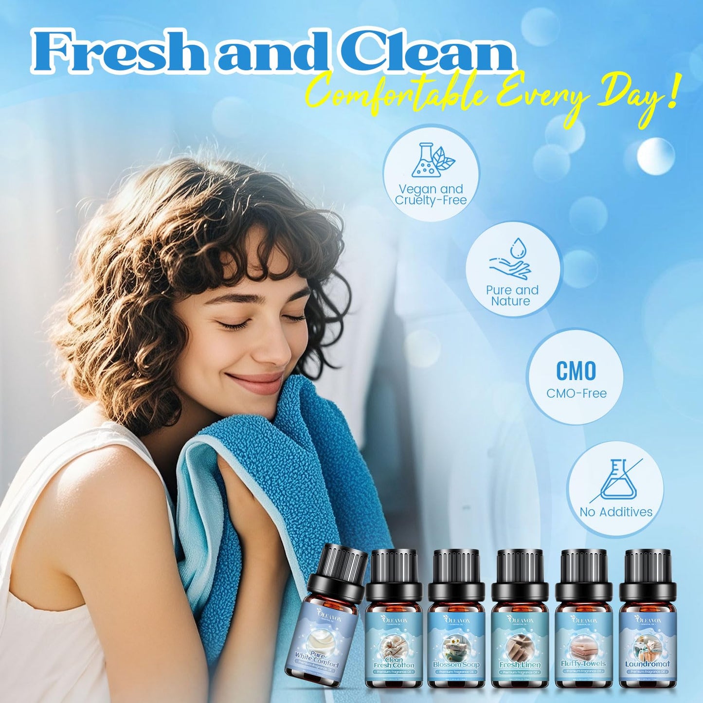 Clean Essential Oils for Laundry & Home Diffuser | Fresh Linen, Fresh Cotton