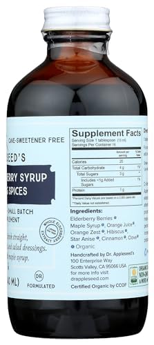 Dr. Appleseed's Organic Elderberry Syrup Max Strength 28,000mg – 8 Fl Oz (48 Day Supply)