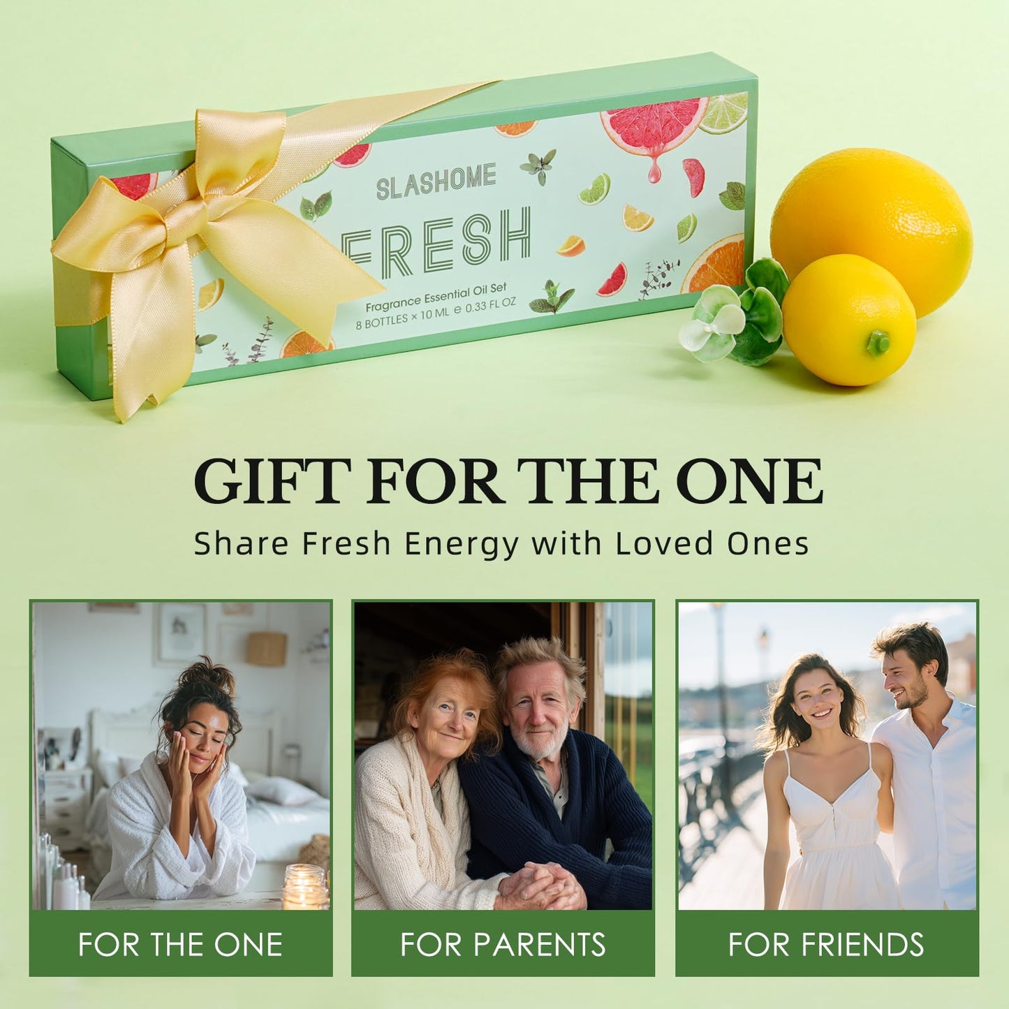 Fresh Essential Oils Set – 8 Pcs Aromatherapy Oils for Diffuser, Candles & Gifts