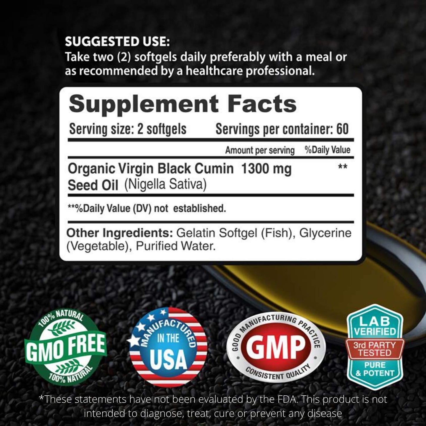 FRESH HEALTHCARE Black Seed Oil 1300mg – Pure Nigella Sativa | Immune Support