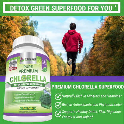 FRESH HEALTHCARE Premium Chlorella Supplement – 1200mg Vegan Capsules